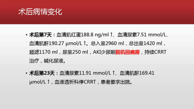 脊柱侧凸畸形矫正术后急性肾损伤麻醉处理PPT