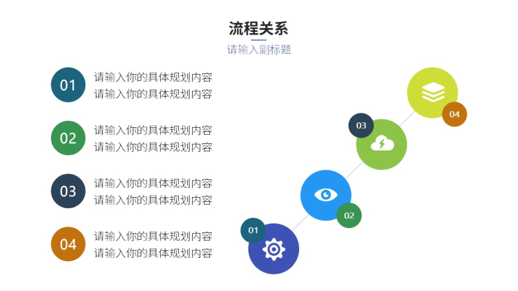 四项流程关系图形PPT图表