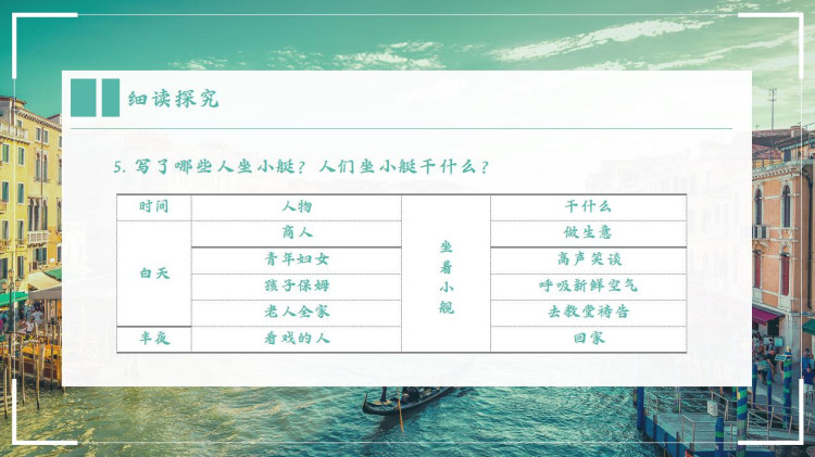 初中语文人教版五年级《威尼斯小艇》PPT