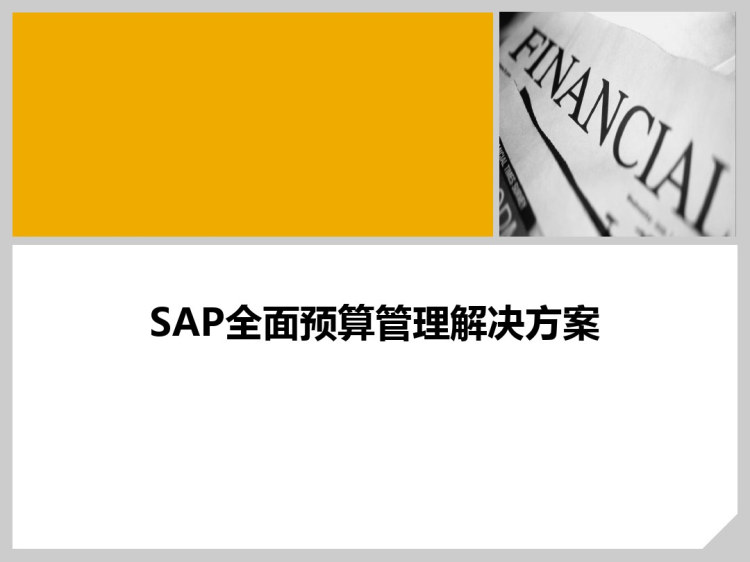 SAP全面预算管理解决方案PPT