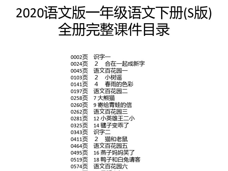 语文版小学一年级语文下册全册PPT课件