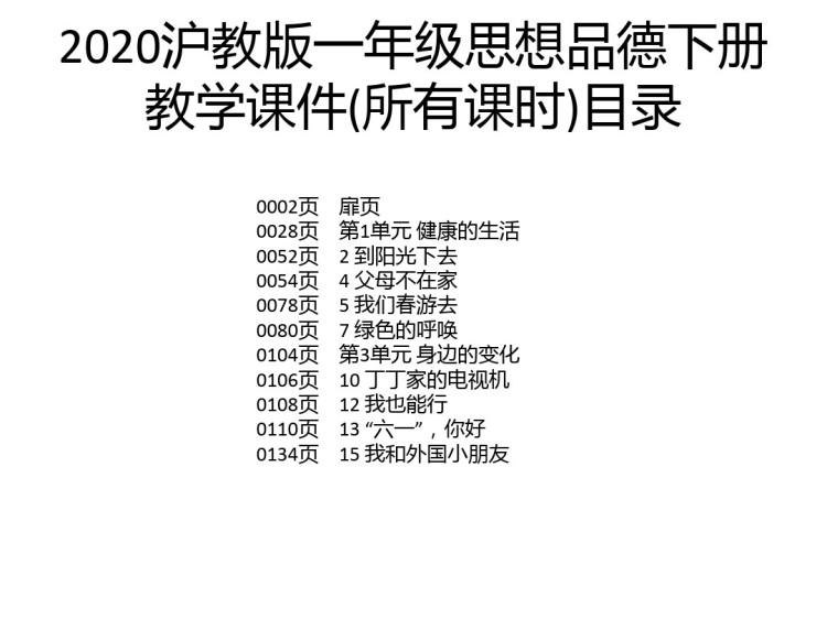 沪教版小学一年级思想品德下册PPT课件