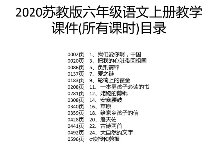 苏教版小学六年级语文上册PPT课件