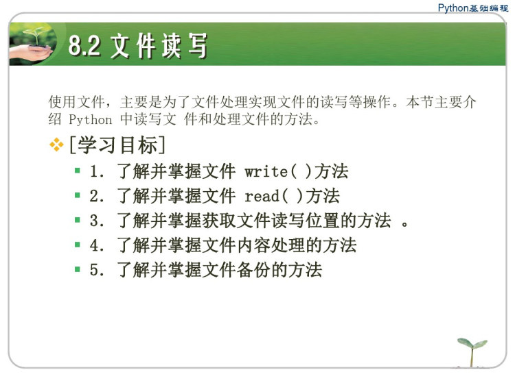 Python基础教程之文件处理PPT