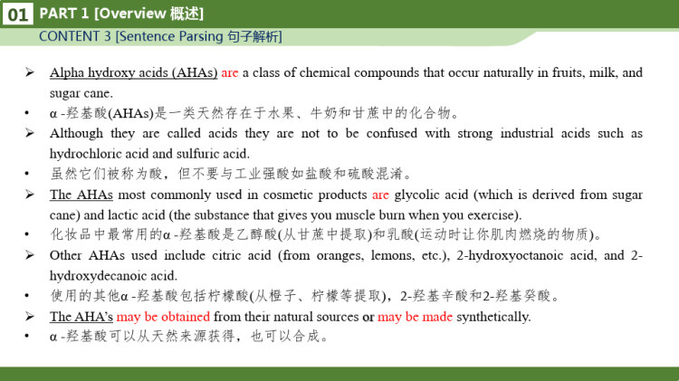 化妆品专业英语之AlphaHydroyAcids认识果酸PPT