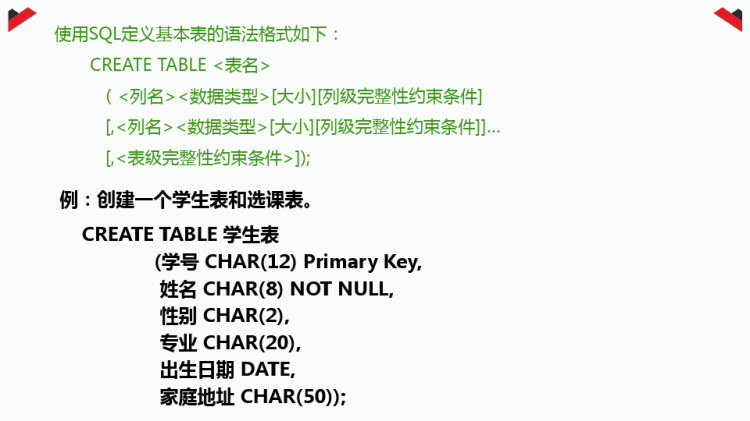 空间数据库技术应用之利用SQL进行数据定义PPT