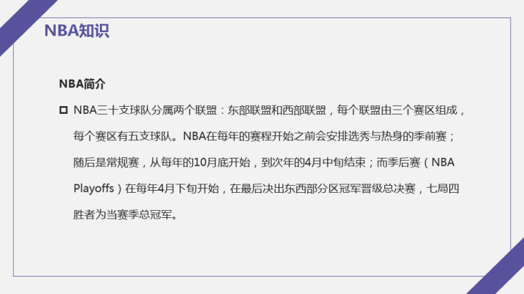 NBA知识概述PPT