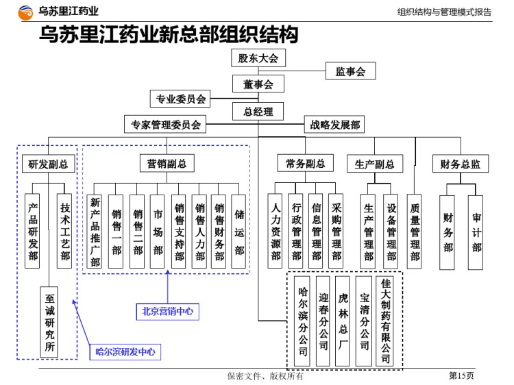 乌苏里江药业集团管理模式报告PPT