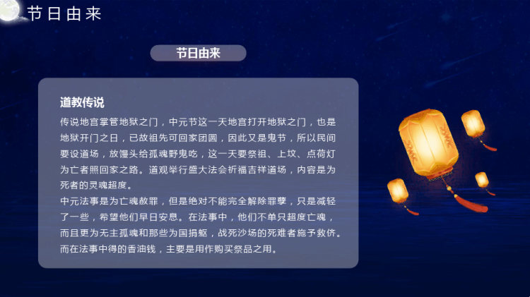 中国传统文化习俗中元节介绍PPT
