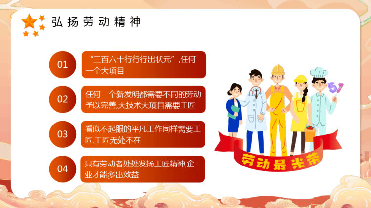 劳动节弘扬劳模精神主题班会PPT