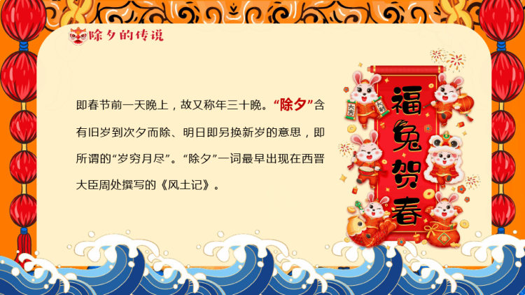 年春节除夕习俗知识主题班会PPT