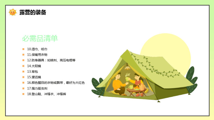 野外露营旅行攻略PPT