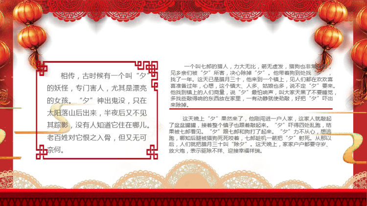 除夕习俗简介PPT