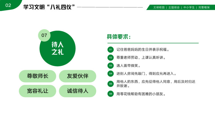 中小学校文明校园文明礼仪主题班会PPT