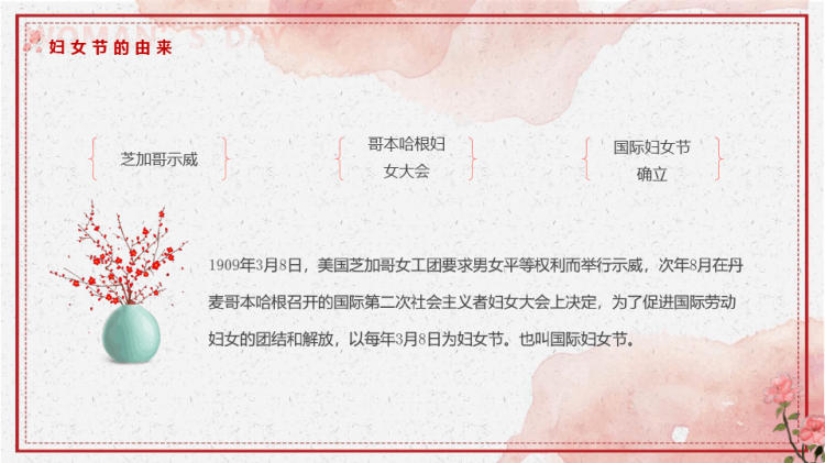 粉色清新风三八妇女节介绍动态ppt演示PPT