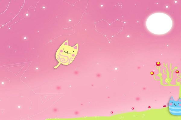 粉色猫星星空PowerPoint背景图片