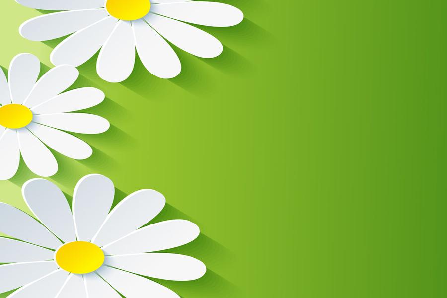 一组绿色微立体花卉叶子模型PPT背景图片