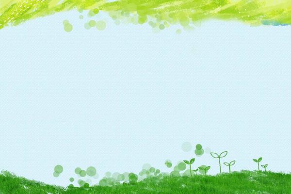 绿色水彩绘制的卡通草地嫩芽PPT背景图片