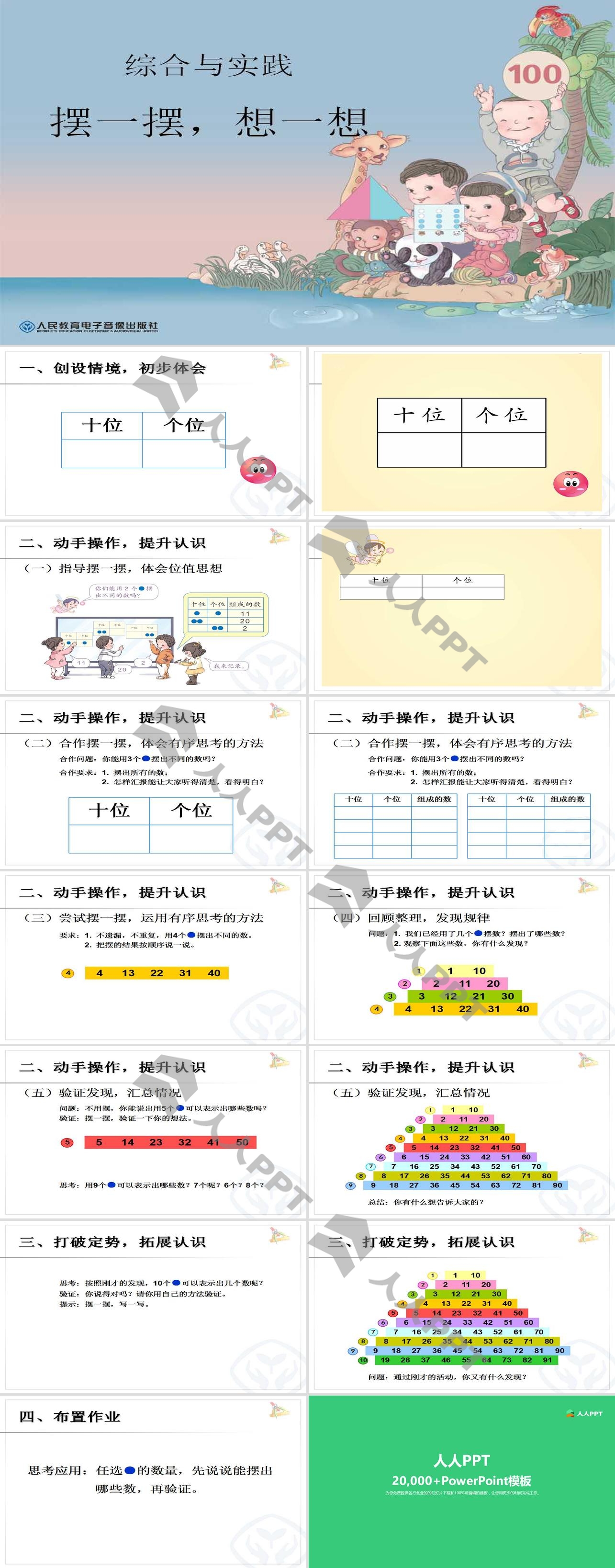 《摆一摆，想一想》PPT课件长图