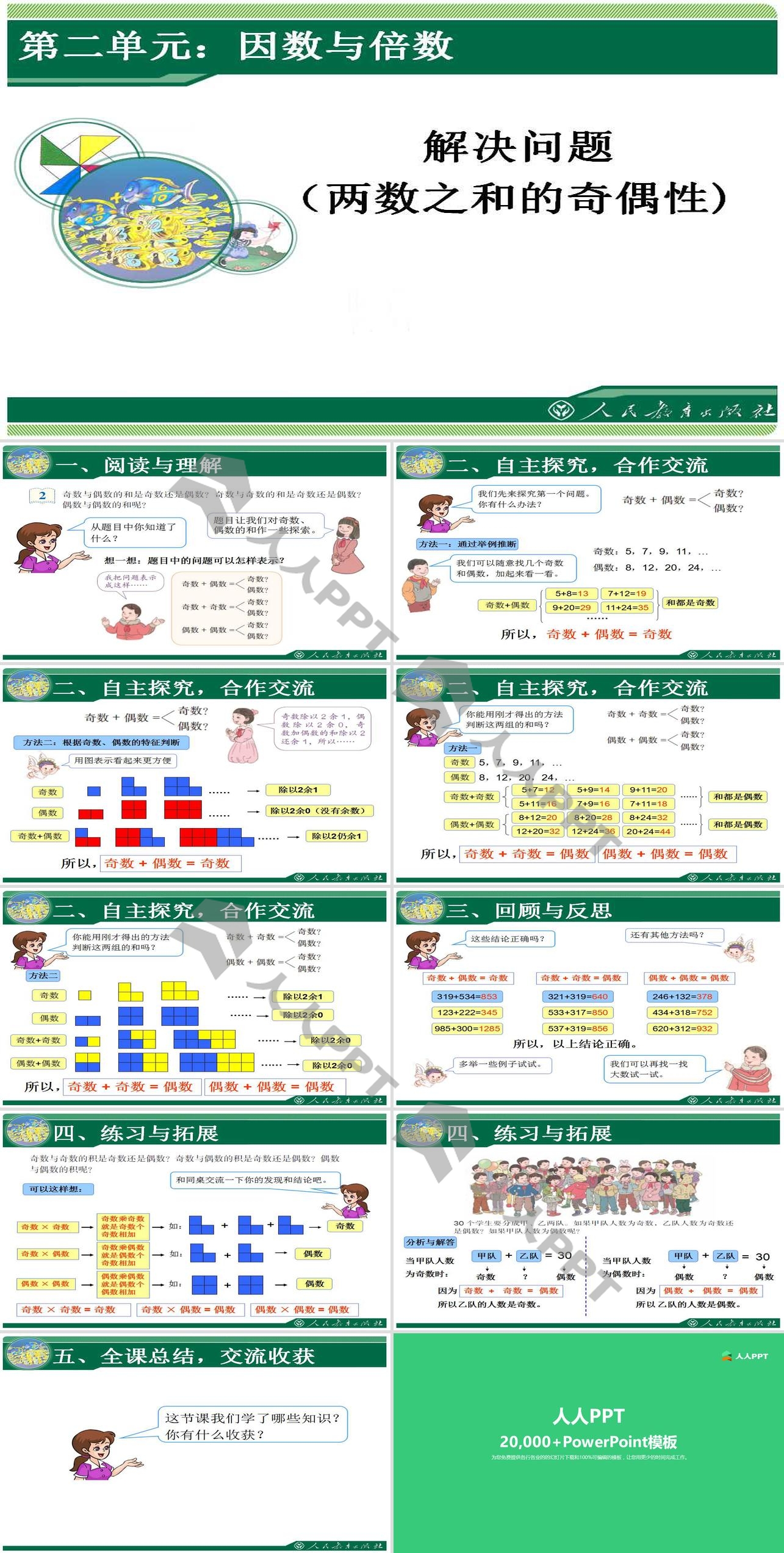 《两数之和的奇偶性》因数与倍数PPT课件长图