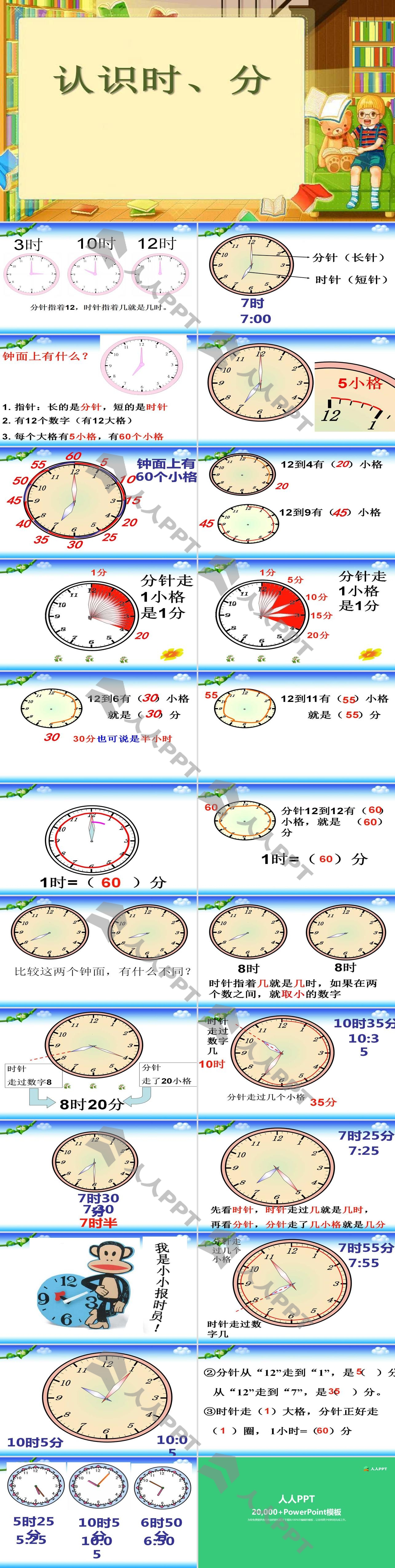 《认识时、分》时分秒PPT课件3长图