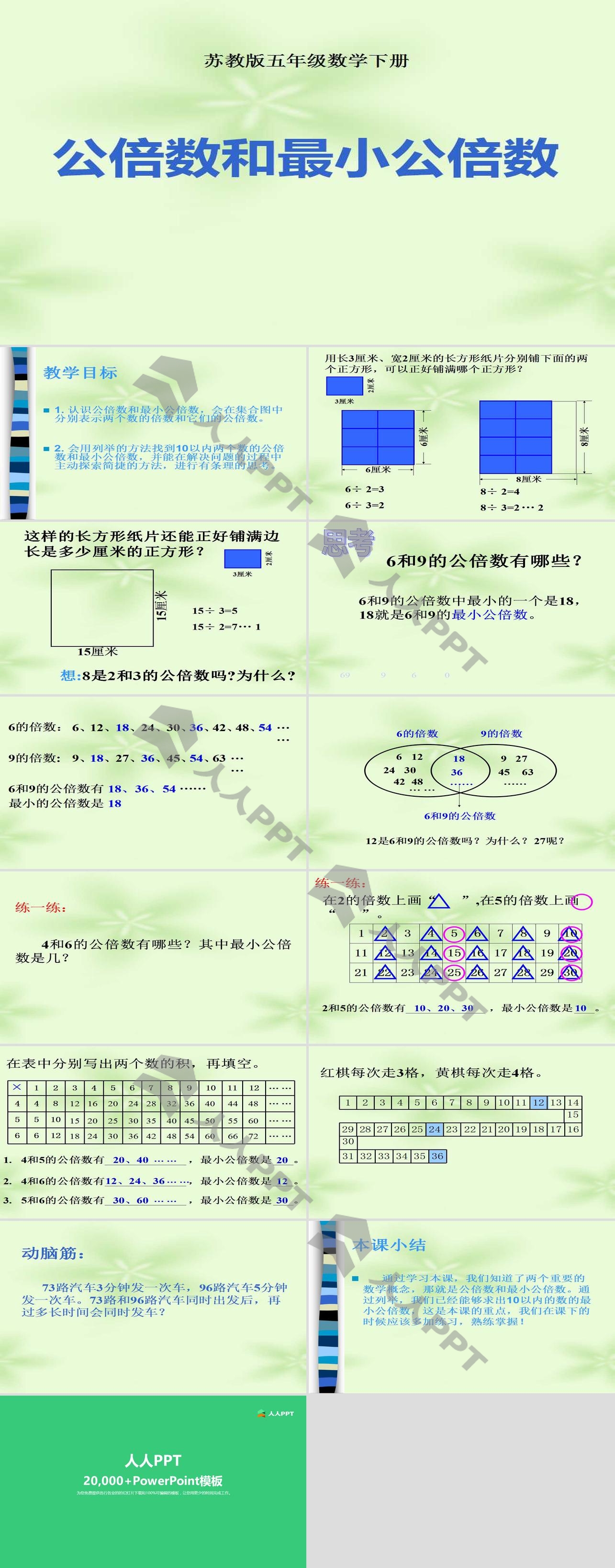 《公倍数和最小公倍数》公倍数和公因数PPT课件长图