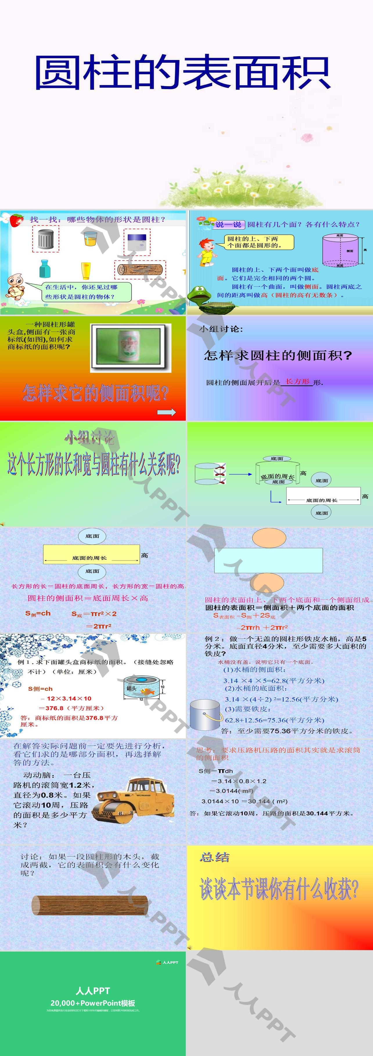 《圆柱的表面积》圆柱和圆锥PPT课件5长图