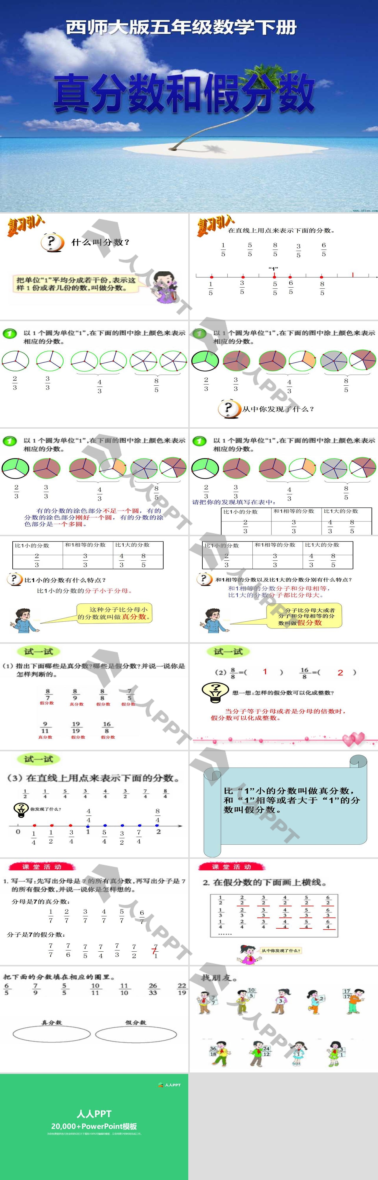 《真分数和假分数》分数PPT课件长图