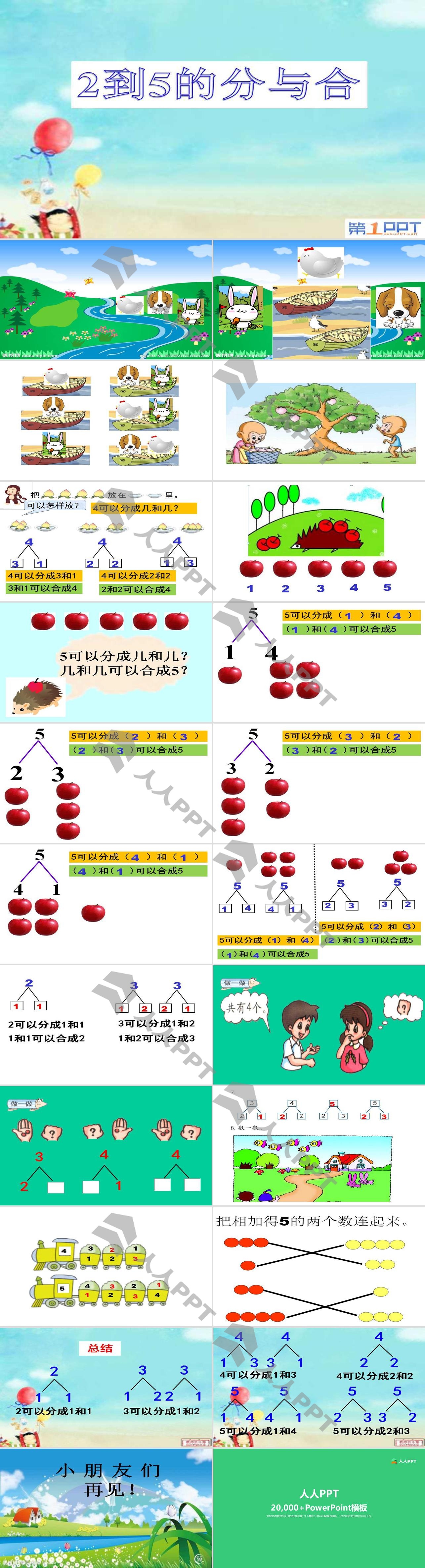 《2～5各数的分与合》分与合PPT课件2长图