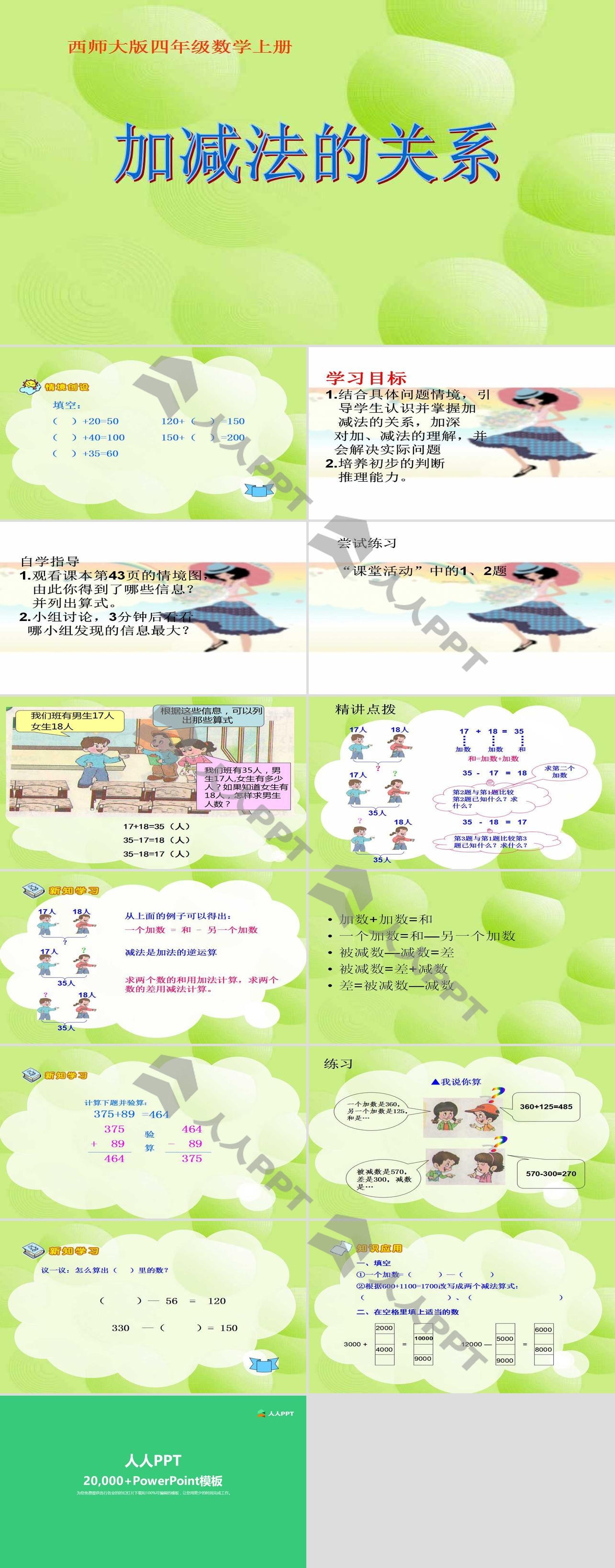 《加减法的关系》加减法的关系和加法运算律PPT课件长图