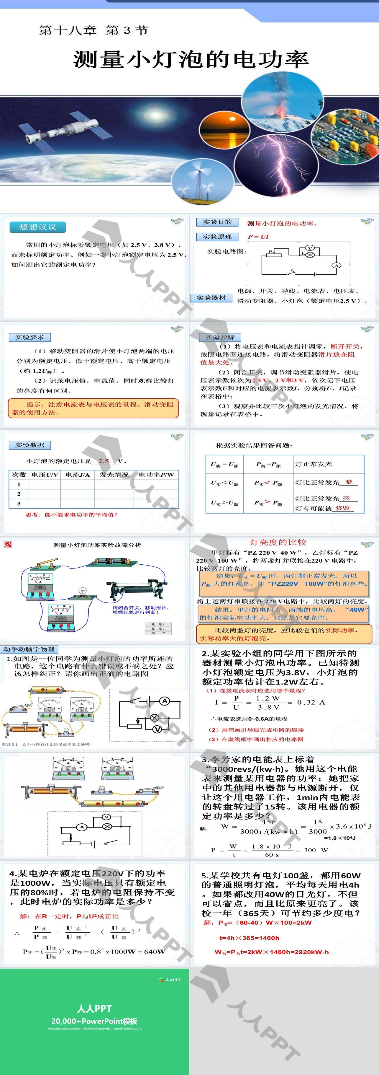 《测量小灯泡的电功率》电功率PPT课件长图