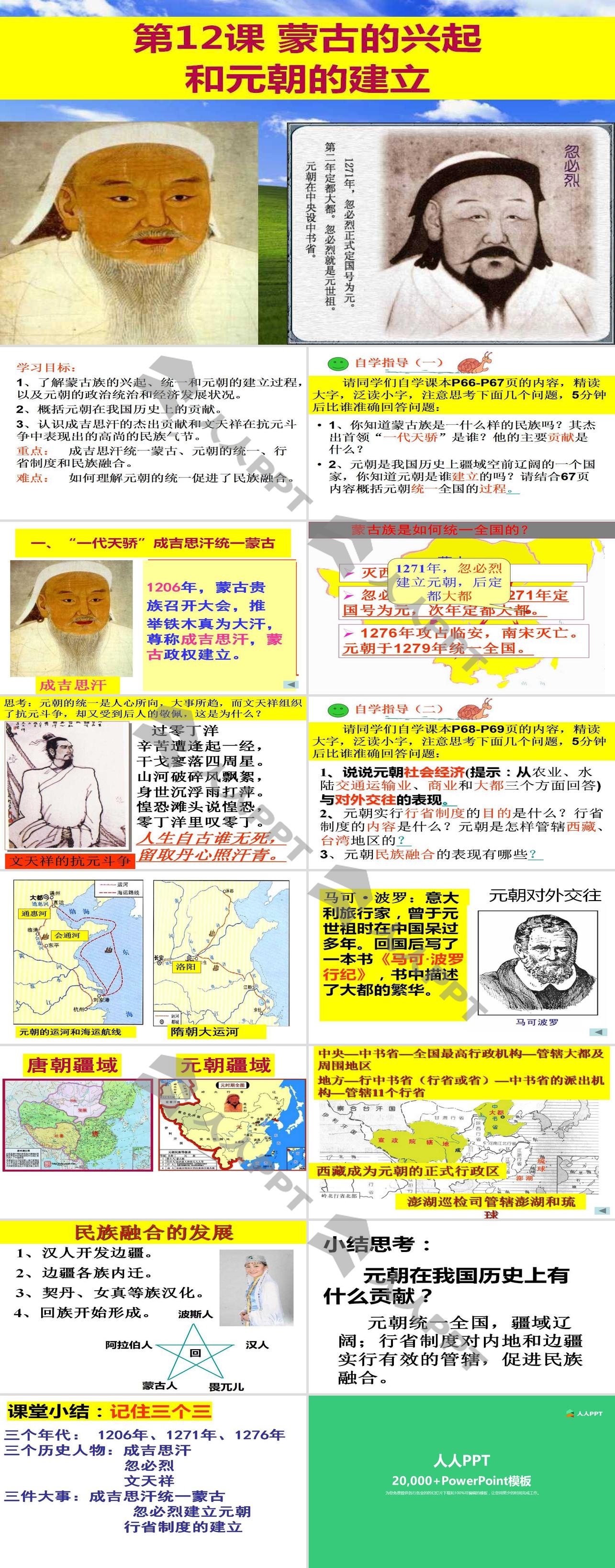 《蒙古的兴起和元朝的建立》经济重心的南移和民族关系的发展PPT课件长图