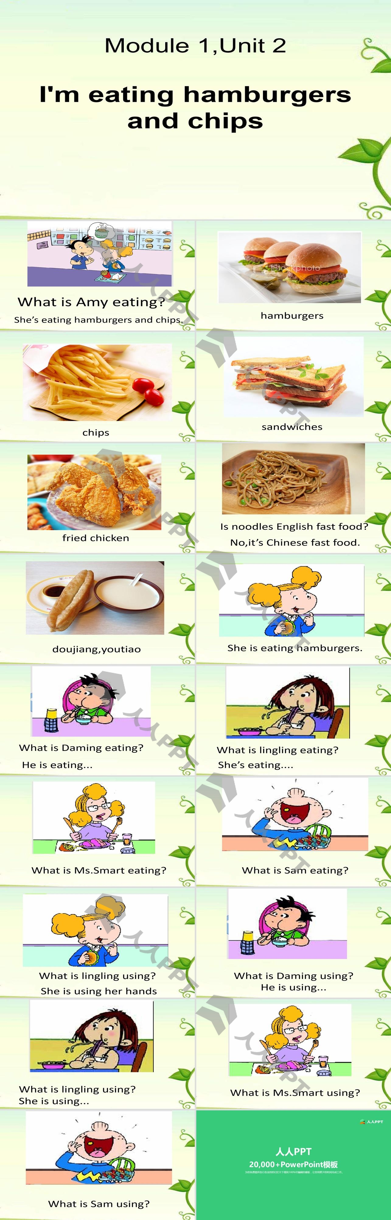 《I'm eating hamburgers and chips》PPT课件3长图