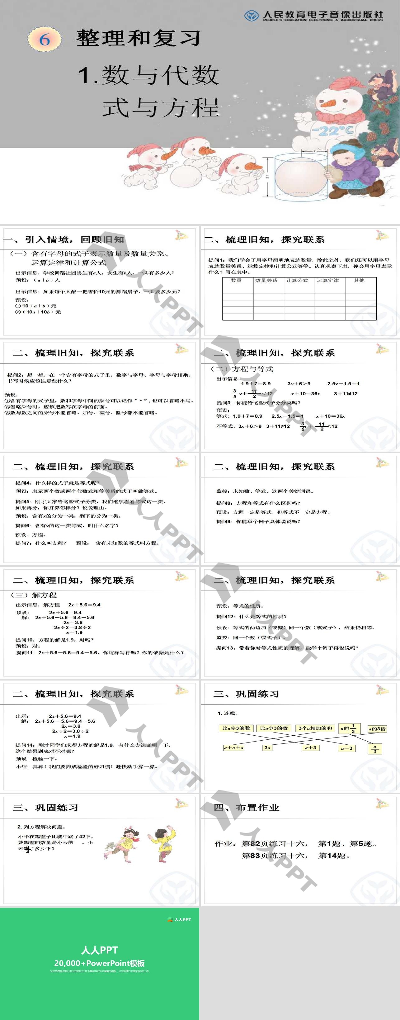 《式与方程》数与代数PPT课件长图