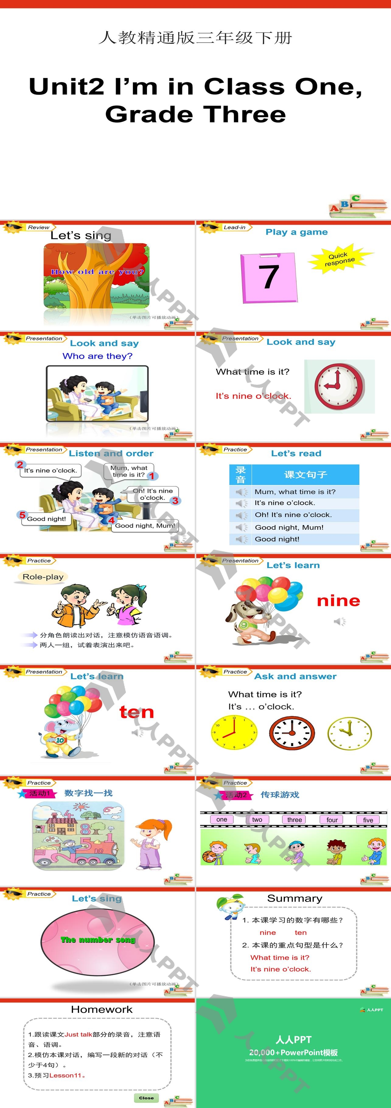 《I'm in Class OneGrade Three》PPT课件长图