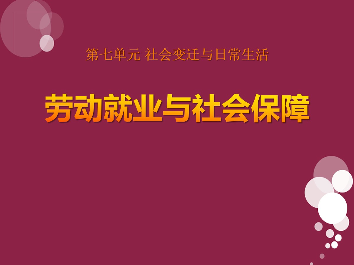 《劳动就业与社会保障》社会变迁与日常生活PPT课件