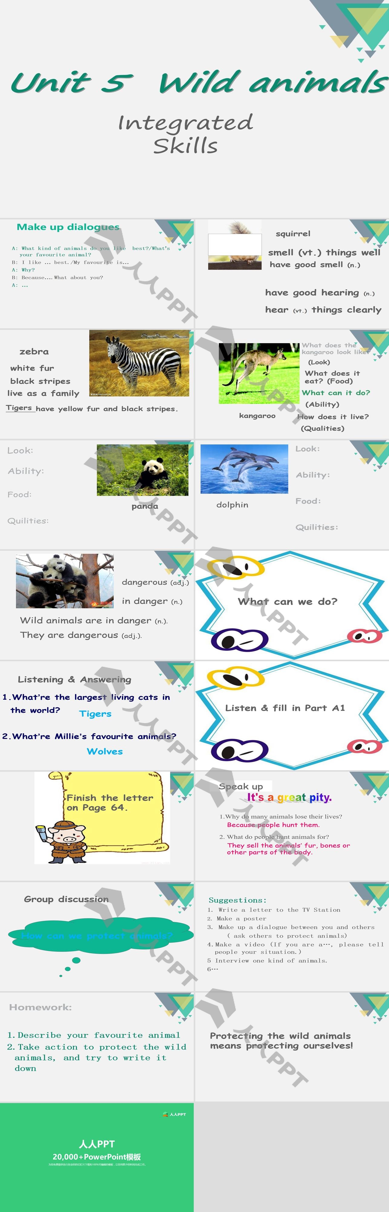 《Wild animals》integrated SkillsPPT长图