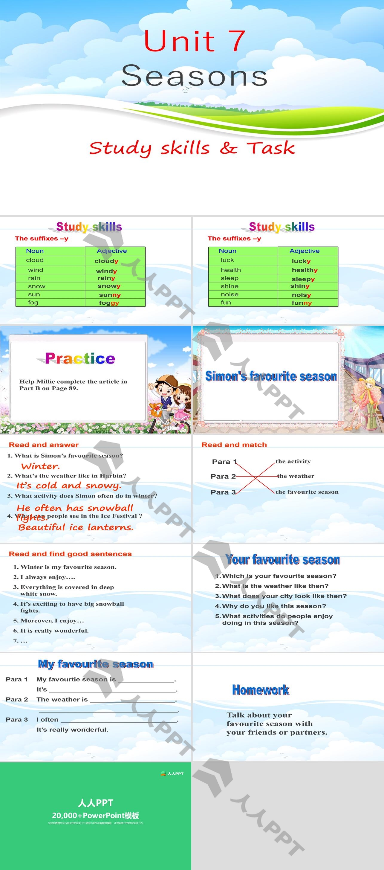 《Seasons》Study skills&TaskPPT长图