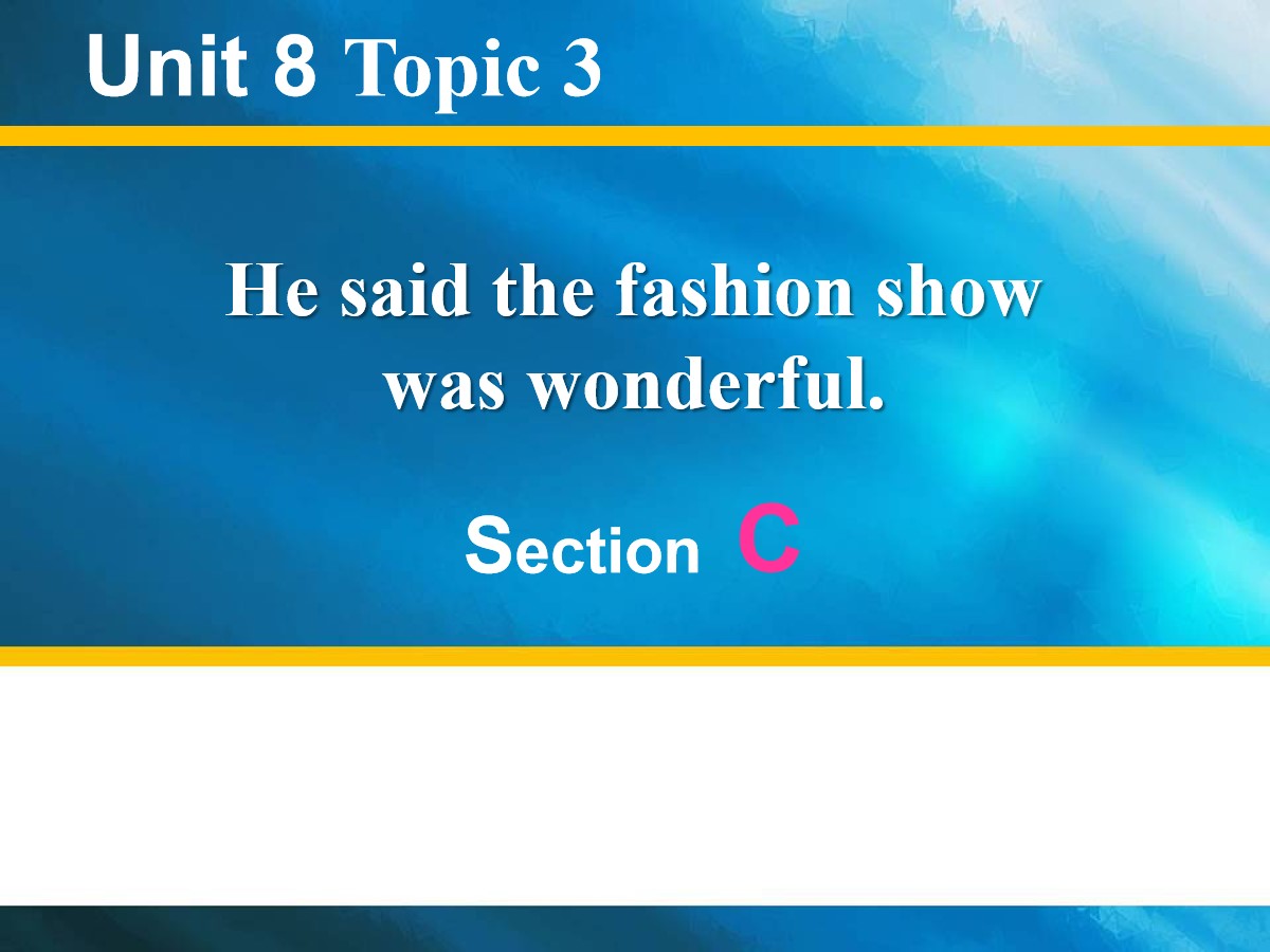 《He said the fashion show was wonderful》SectionC PPT