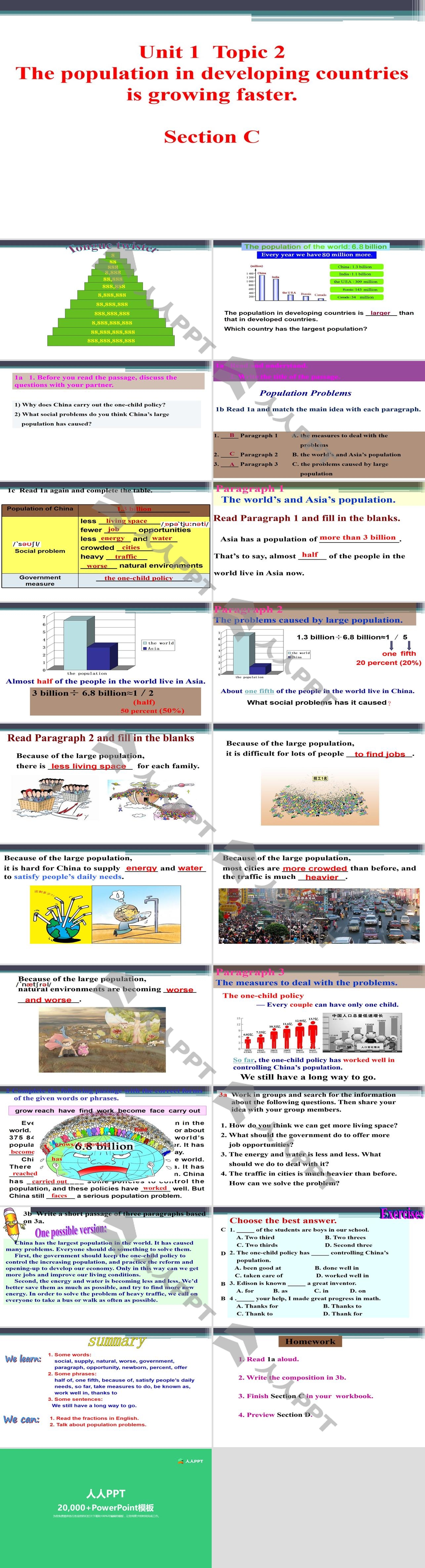 《The population in developing countries is growing faster》SectionC PPT长图