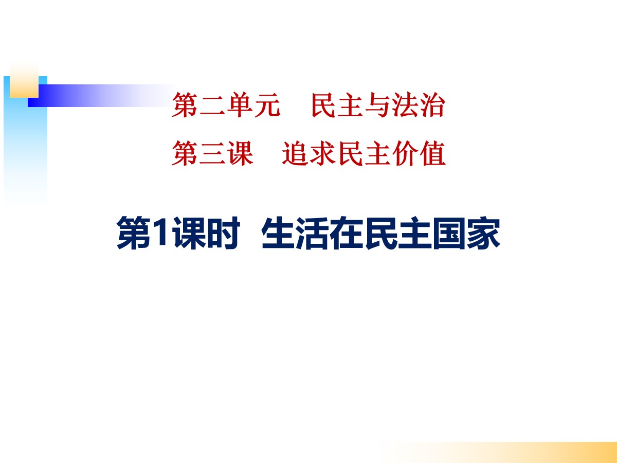 《生活在民主国家》追求民主价值PPT