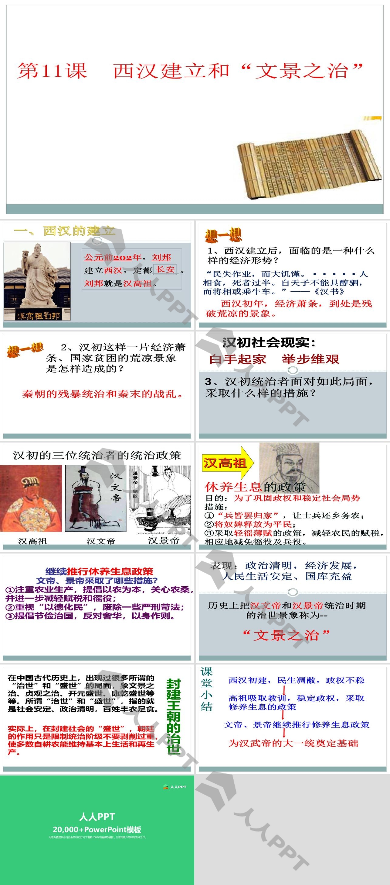 《西汉建立和“文景之治”》PPT下载长图