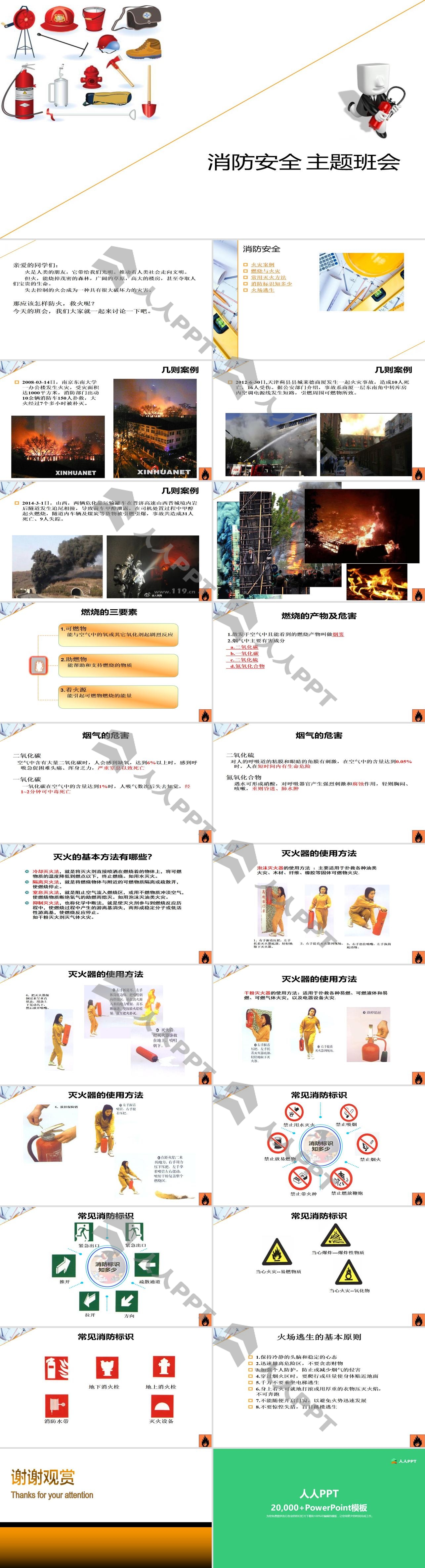 《消防安全主题班会》PPT下载长图