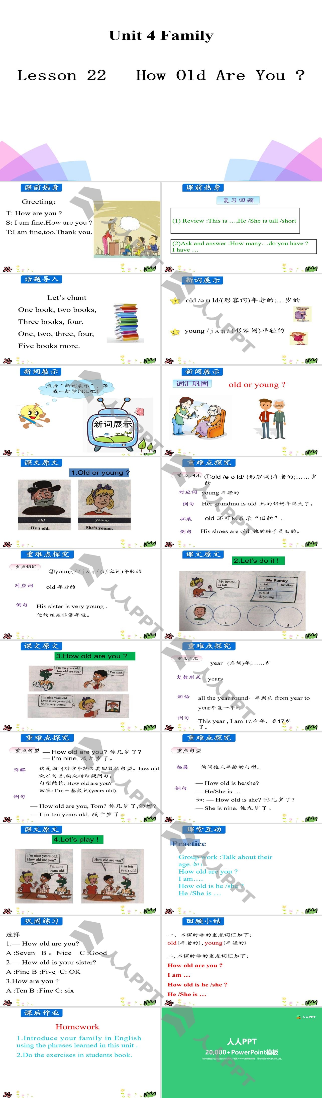 《How old are you?》Family PPT长图