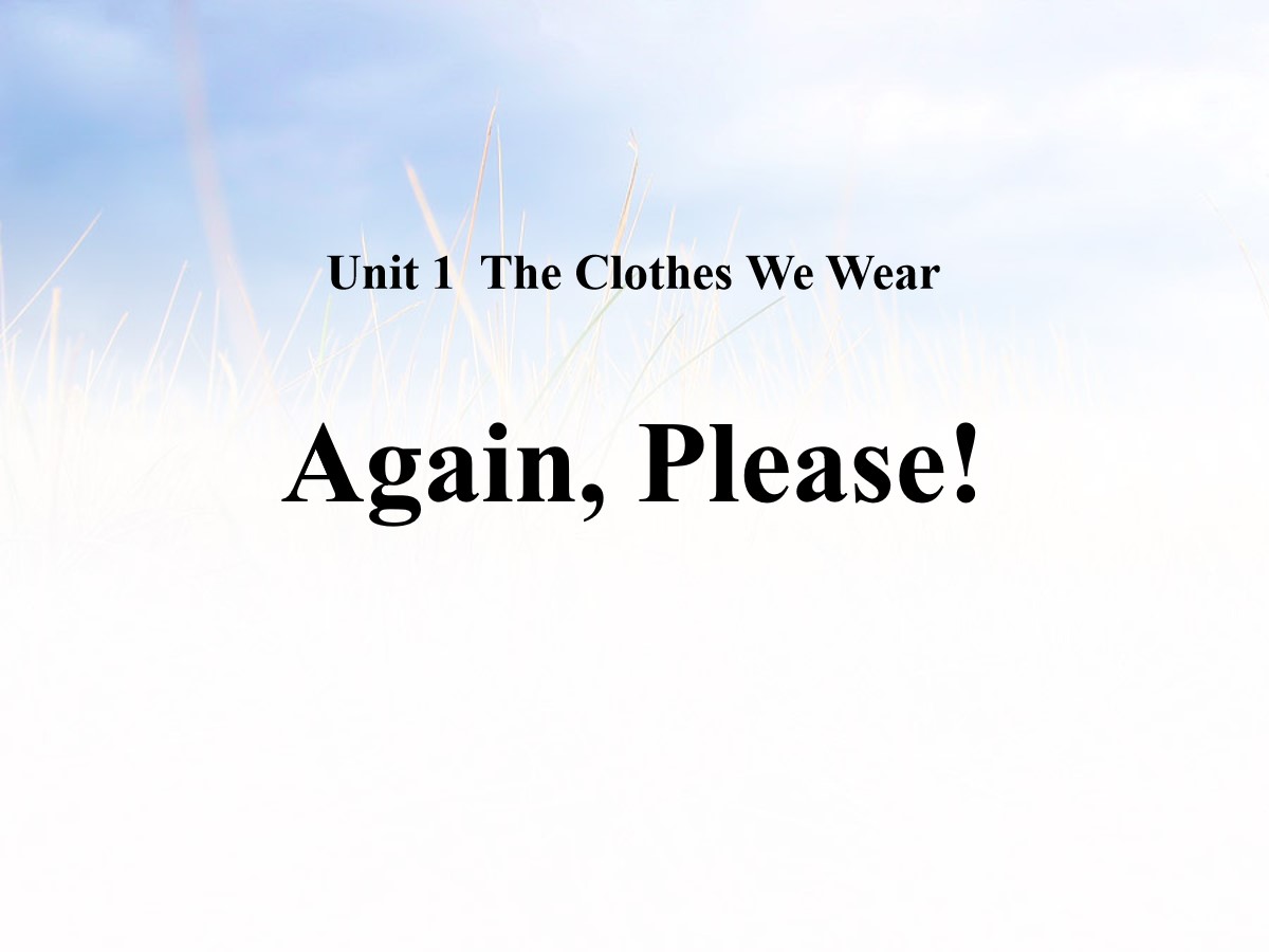 《Again,Please!》The Clothes We Wear PPT