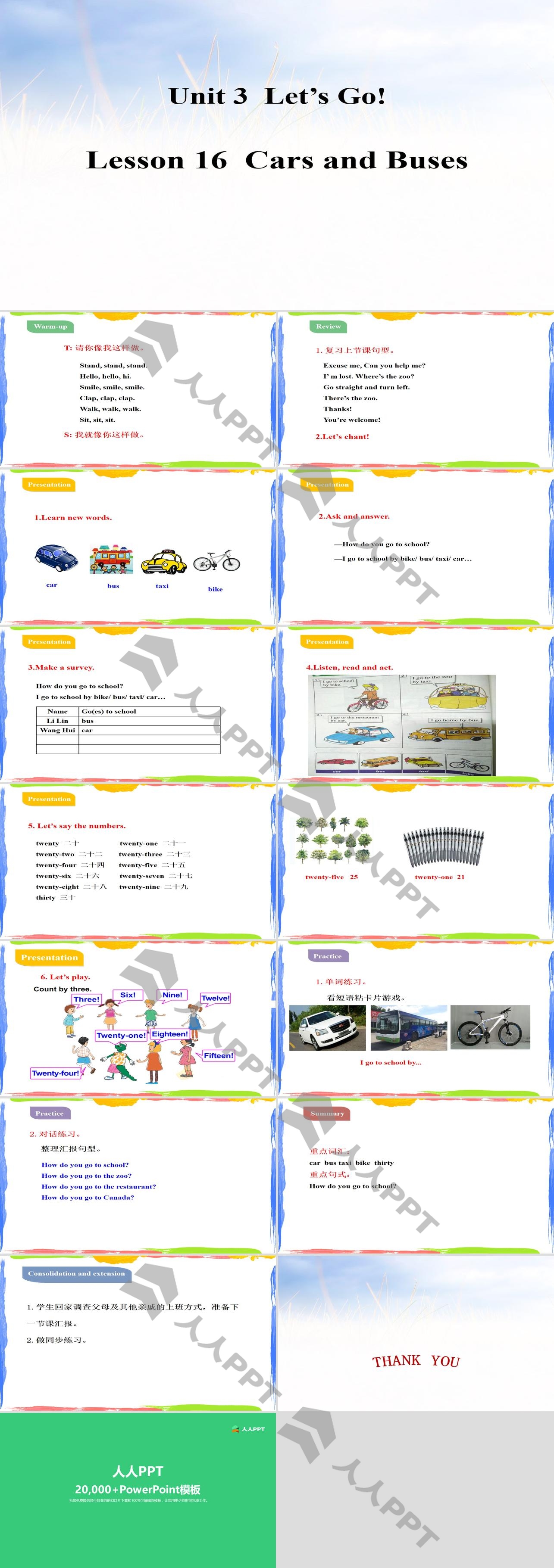 《Cars and Buses》Let's Go! PPT教学课件长图