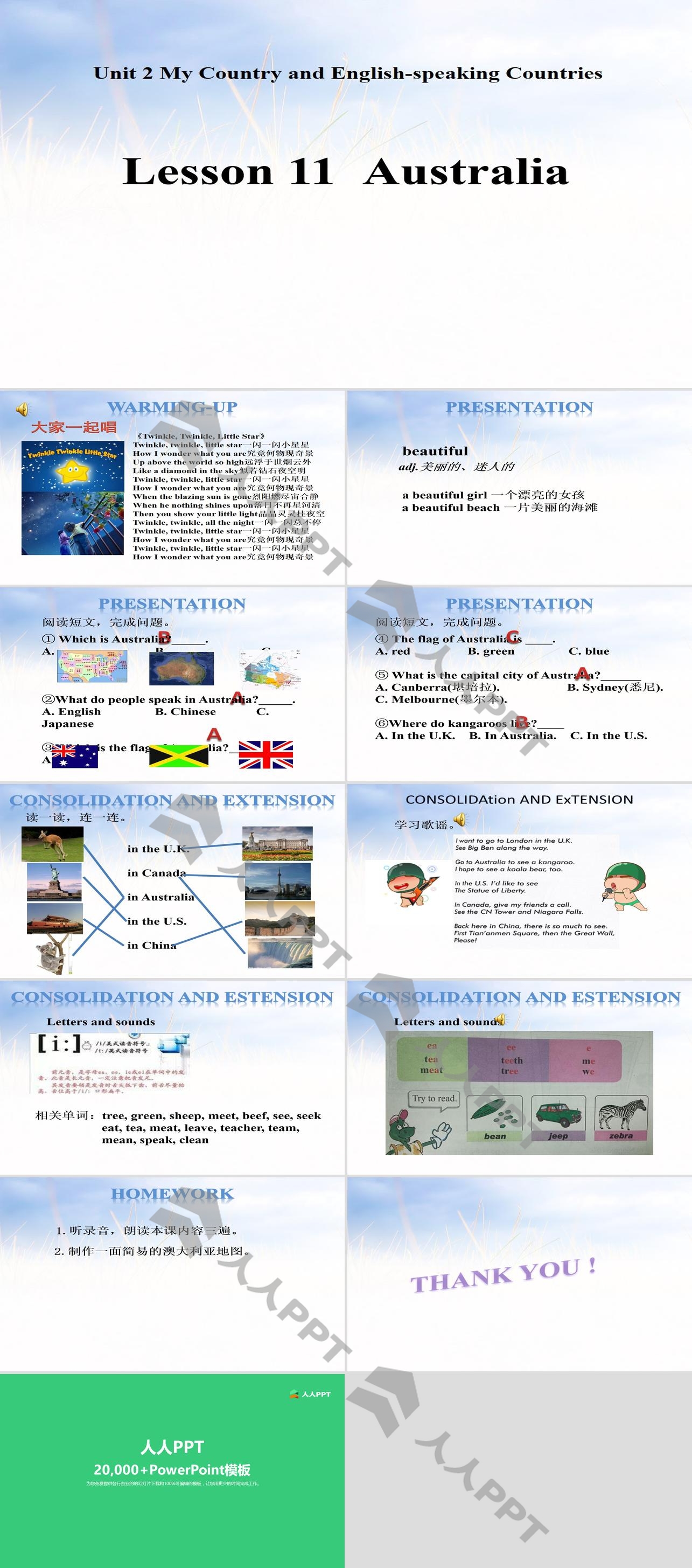《Australia》My Country and English-speaking Countries PPT课件长图