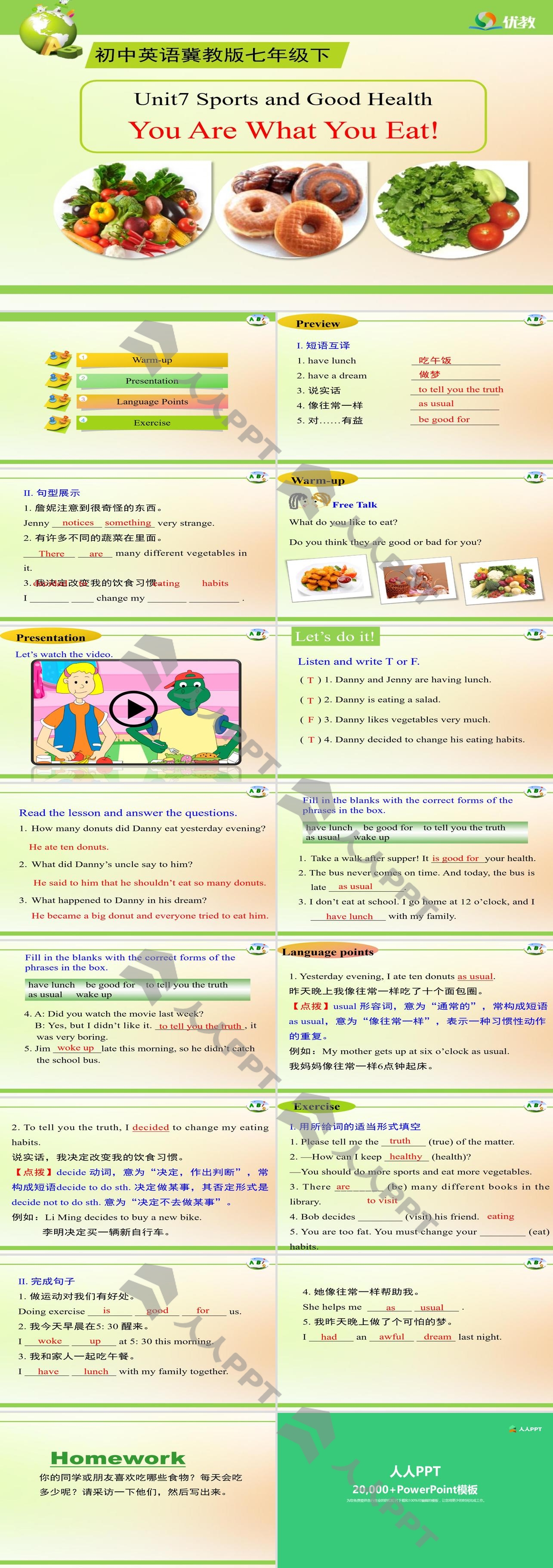 《You Are What You Eat!》Sports and Good Health PPT长图