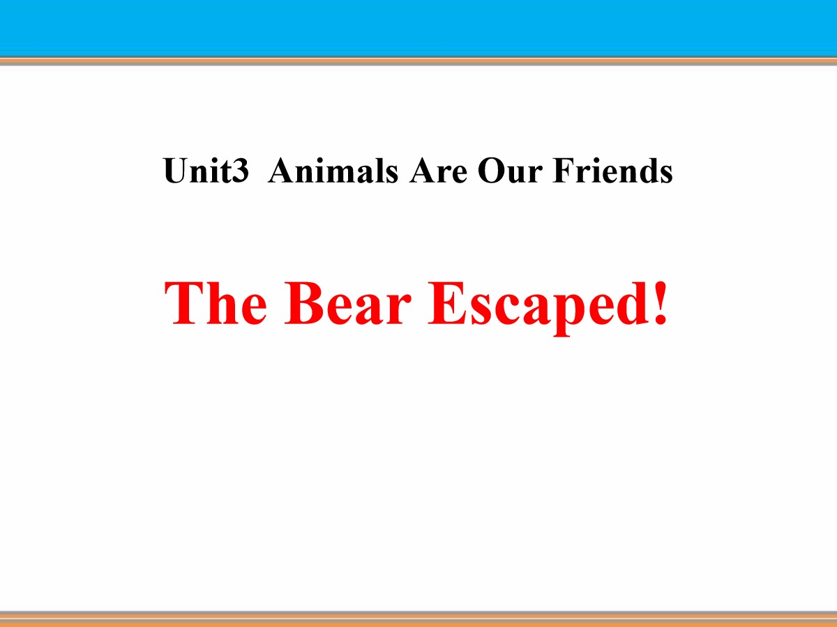《The Bear Escaped!》Animals Are Our Friends PPT课件