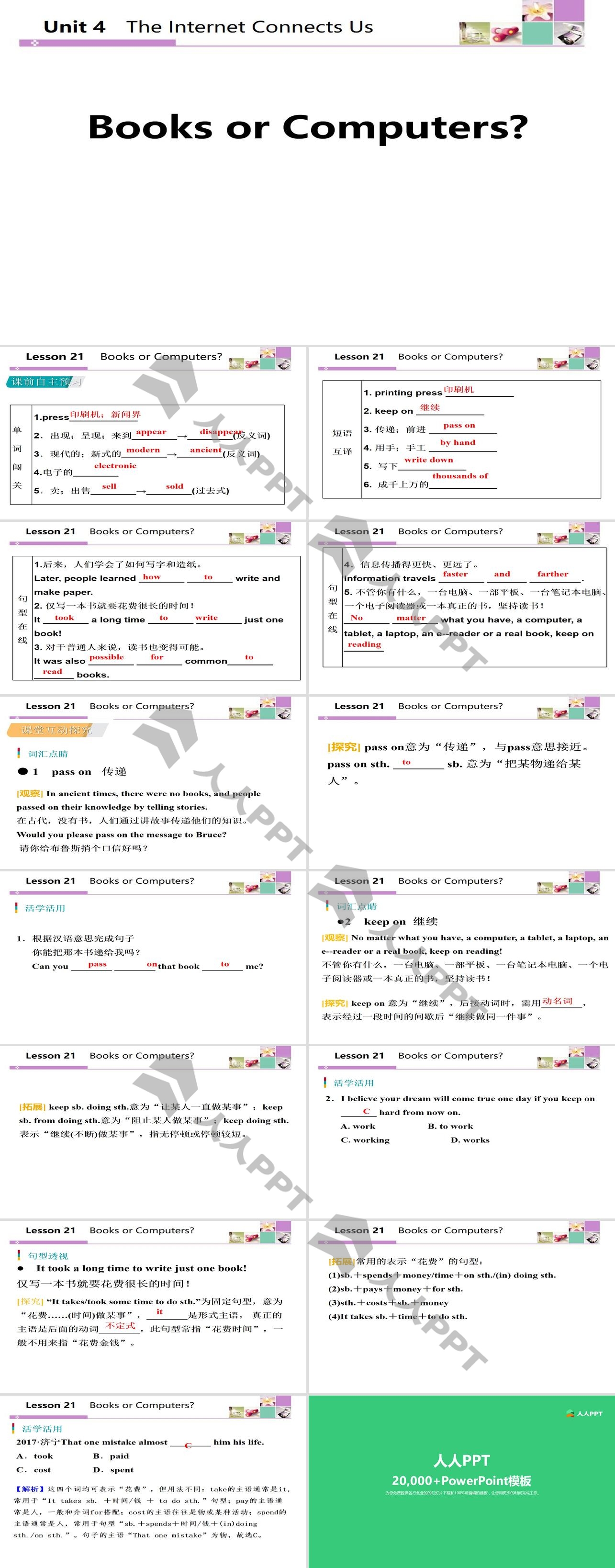 《Books or Computers?》The Internet Connects Us PPT课件下载长图